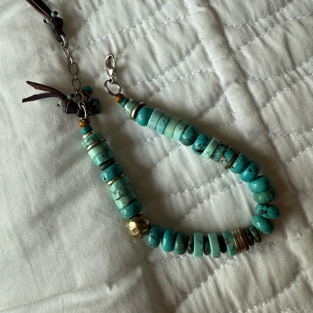 Johnny Was Turquoise and Brown Beaded Bracelet